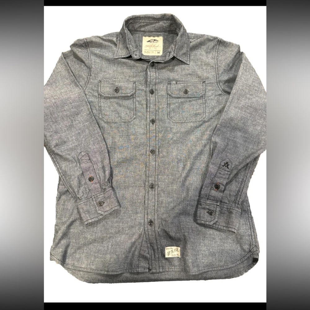Vans Off The Wall Shirt Mens Medium Gray Button Up Casual Skate Work 1